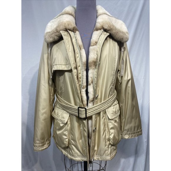 fabrick beige jacket rex rabbit lined (62189) - Picture 1 of 3